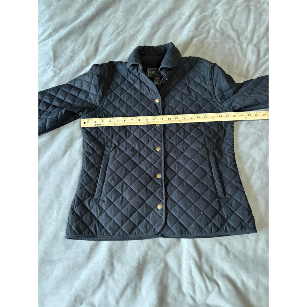 Van Heusen Womens Black Quilted Jacket Fleece Lined Snap Front Medium RN 36543 - Picture 4 of 4